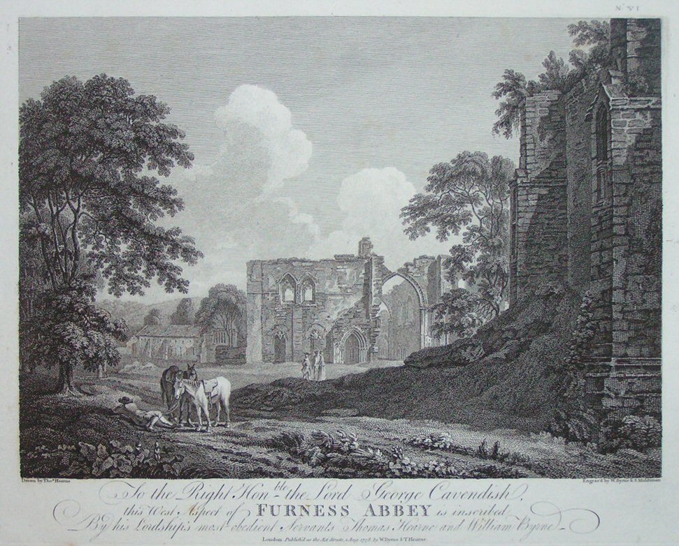 Print - To the Right Honble the Lord George Cavendish this West Aspect of Furness Abbey is inscribed by his Lordship's most obedient servants Thomas Hearne and William Byrne. - Byrne